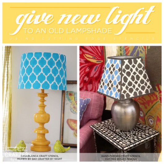Cutting Edge Stencils shares stenciled lamp shade ideas to spruce up an old lamp shade. http://www.cuttingedgestencils.com/wall-stencils-stencil-designs.html