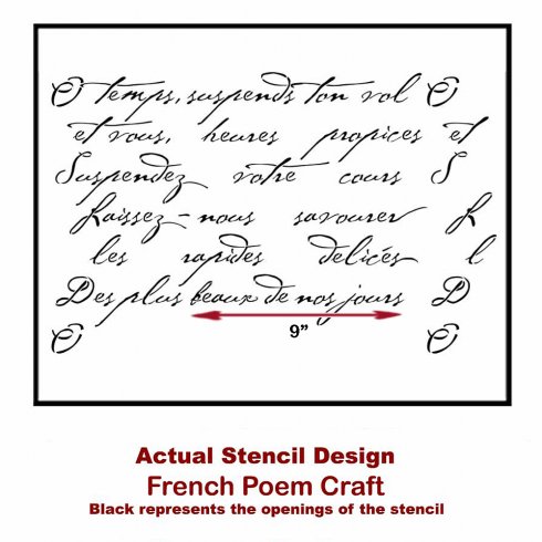 French Poem Craft Stencil from Cutting Edge Stencils. http://www.cuttingedgestencils.com/french-poem-diy-craft-stencil-design.html