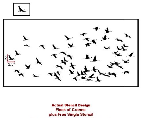 The Flock of Cranes wall pattern stencil from Cutting Edge Stencils captures graceful movement of a flock of migrating birds. http://www.cuttingedgestencils.com/bird-flock-wall-stencil-pattern.html