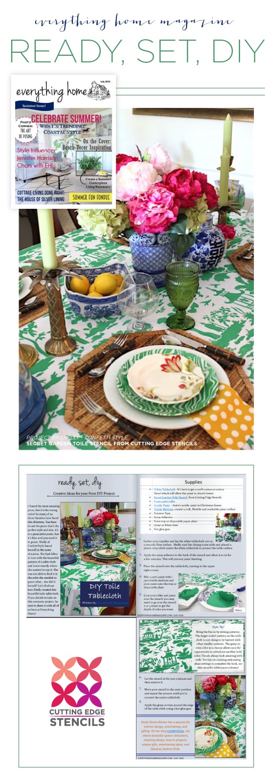 Cutting Edge Stencils was featured in home decorating magazines using our allover stencils to for DIY projects. http://www.cuttingedgestencils.com/garden-toile-stencil-chinoiserie-wallpaper.html