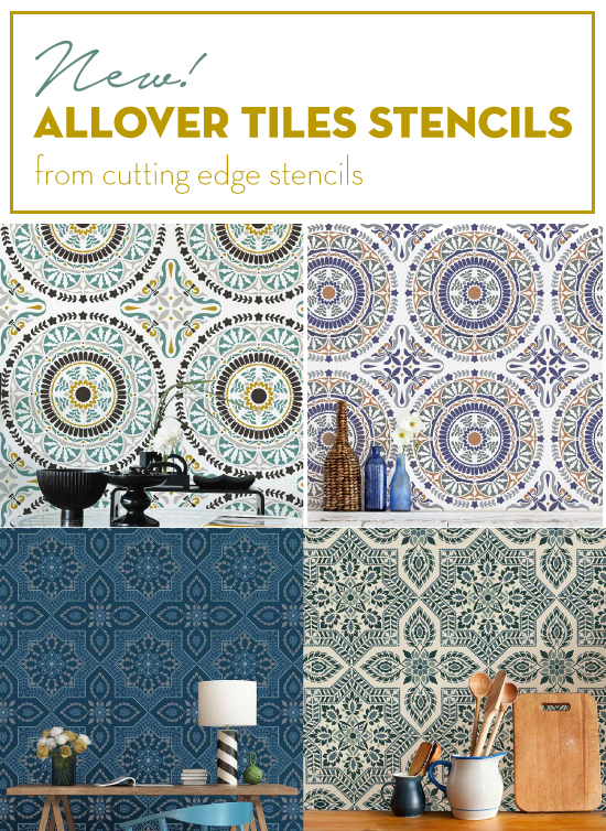 Cutting Edge Stencils introduces NEW tile allover stencil patterns. http://www.cuttingedgestencils.com/Spanish-Tile-stencil-pattern-majolica-tiles-wallpaper-stencils.html