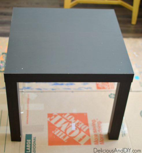 A small black Ikea Lack side table gets a paint and stenciled makeover. http://www.cuttingedgestencils.com/alhambra-tile-stencil-asulejos-spanish-tile-wallpaper.html