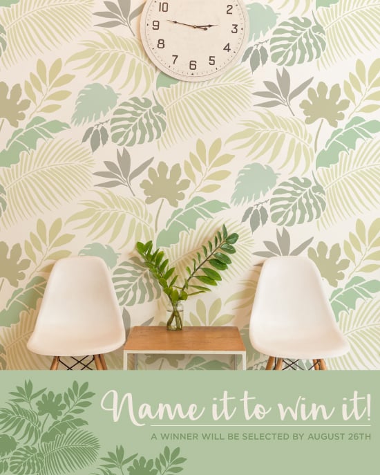 Help Cutting Edge Stencils name this new wall stencil pattern for a chance to win the stencil FREE! http://www.cuttingedgestencils.com/blog/name-it-to-win-it-a-tropical-foliage-stencil.html