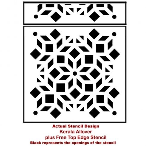 The Kerala Allover Stencil, a geometric Indian inspired wall pattern, from Cutting Edge Stencils. http://www.cuttingedgestencils.com/kerala-indian-stencil-geometric-pattern-stencils.html