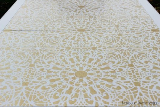 Learn how to stencil a DIY table top using the Stephanie's Lace Allover Stencil from Cutting Edge Stencils. http://www.cuttingedgestencils.com/lace-stencil-wall-decor-stencils.html