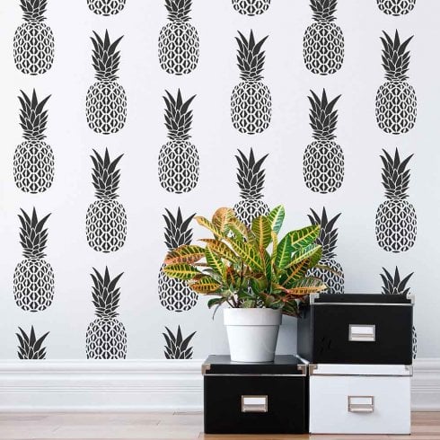 Cutting Edge Stencils shares how to stencil an accent wall using a Pineapple Allover Stencil, a popular tropical wallpaper stencil pattern. http://www.cuttingedgestencils.com/pineapple-fruit-allover-stencil-pattern-design.html
