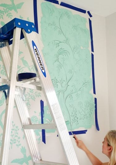 Learn how to stencil an accent wall using the Chinoiserie Birds and Berries Wall Mural Panel from Cutting Edge Stencils for a wallpaper look. http://www.cuttingedgestencils.com/chinoiserie-stencil-mural-wall-design-wallpaper.html