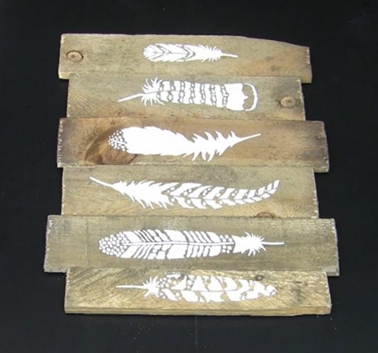 A tutorial to learn how to craft DIY art using a wood pallet and the Feathers 6 piece stencil kit from Cutting Edge Stencils. http://www.cuttingedgestencils.com/feathers-stencil-design-boho-tribal-indian-feather-stencils.html
