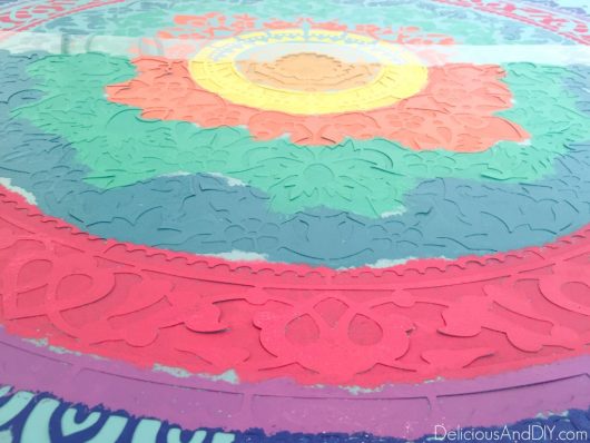 Learn how to stencil boho chic wall art using the Kashmir Mandala Stencil from Cutting Edge Stencils. http://www.cuttingedgestencils.com/mandala-stencil-design-kashmir-yoga-decal.html
