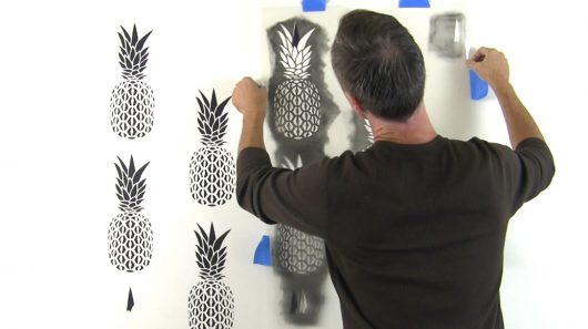 Learn how to stencil an accent wall using a Pineapple Allover Stencil, a popular tropical wallpaper stencil pattern, from Cutting Edge Stencils. http://www.cuttingedgestencils.com/pineapple-fruit-allover-stencil-pattern-design.html