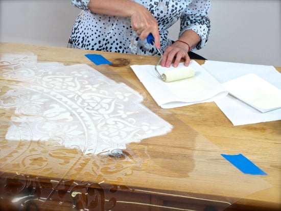 Learn how to stencil a wood table using the Prosperity Mandala Stencil from Cutting Edge Stencils. http://www.cuttingedgestencils.com/prosperity-mandala-stencil-yoga-mandala-stencils-designs.html