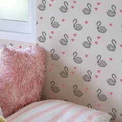 The Sweet Swans Allover Stencil, is an adorable nature inspired wall pattern, from Cutting Edge Stencils. http://www.cuttingedgestencils.com/swan-stencil-girls-nursery-swan-wall-design-wall-pattern.html