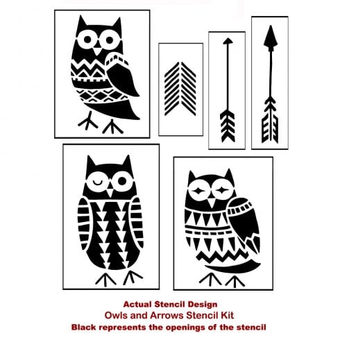 The Owls and Arrows Stencil kit from Cutting Edge Stencils. http://www.cuttingedgestencils.com/owls-arrows-stencil-kit-nurseries.html
