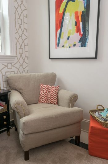 A DIY stenciled accent wall in a home office using the Tea House Trellis Allover Stencil from Cutting Edge Stencils. http://www.cuttingedgestencils.com/tea-house-trellis-allover-stencil-pattern.html
