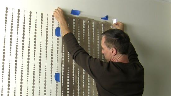 Learn how to stencil a wallpaper pattern on an accent wall using the Beads Allover Stencil from Cutting Edge Stencils. http://www.cuttingedgestencils.com/beads-wall-stencil-pattern.html