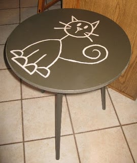 A small black table before its stenciled makeover. http://www.cuttingedgestencils.com/prosperity-mandala-stencil-yoga-mandala-stencils-designs.html
