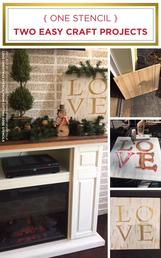 Cutting Edge Stencils shares how to make a DIY wooden wall art using the LOVE Christmas Craft Stencil. http://www.cuttingedgestencils.com/christmas-stencils-diy-home-decor.html