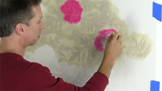 Cutting Edge Stencils shares how to stencil a floral accent wall to get a wallpaper look using the Japanese Peonies Allover Stencil. http://www.cuttingedgestencils.com/japanese-peonies-floral-stencil-pattern.html
