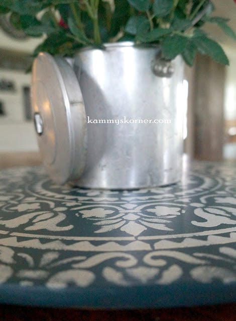 A DIY stenciled home decor accent that was stenciled with the Prosperity Mandala Stencil from Cutting Edge Stencils. http://www.cuttingedgestencils.com/prosperity-mandala-stencil-yoga-mandala-stencils-designs.html