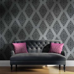 The Arabesque Brocade Damask Stencil is a Moroccan inspired pattern from Cutting Edge Stencils. http://www.cuttingedgestencils.com/damask-stencil-arabesque-brocade-moroccan-stencils-for-walls.html