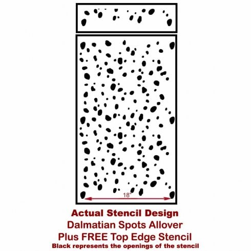 The Dalmatian Spots Allover stencil from Cutting Edge Stencils. http://www.cuttingedgestencils.com/dalmatian-spots-stencil-dots-wallpaper-pattern.html