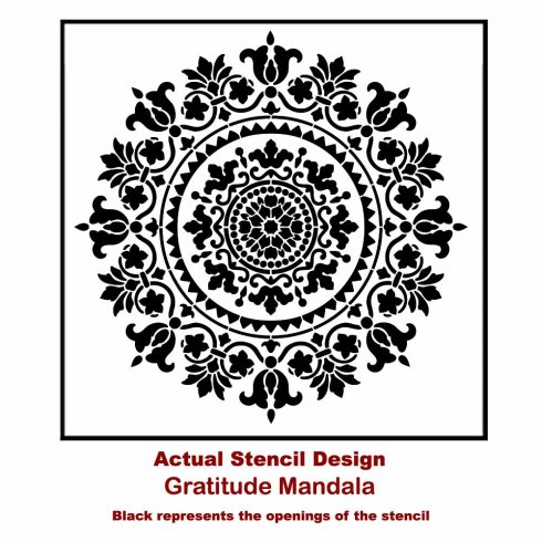 The Gratitude Mandala Stencil from Cutting Edge Stencils. http://www.cuttingedgestencils.com/gratitude-mandala-stencil-yoga-designs.html