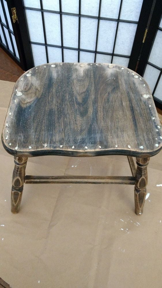 A chair before its stenciled makeover. http://www.cuttingedgestencils.com/french-poem-diy-craft-stencil-design.html