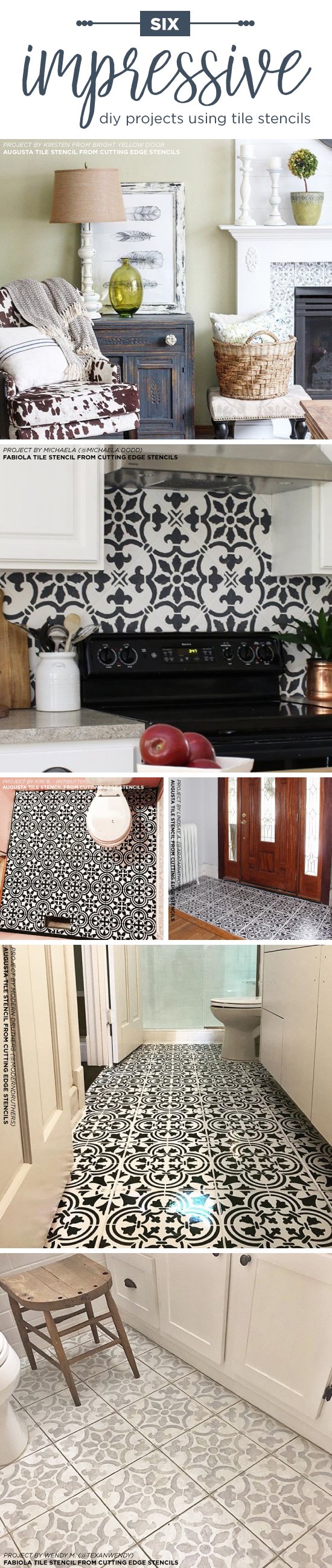 Cutting Edge Stencils shares DIY home decorating ideas like floors and backsplashes using tile stencil patterns. http://www.cuttingedgestencils.com/wall-stencils-stencil-designs.html