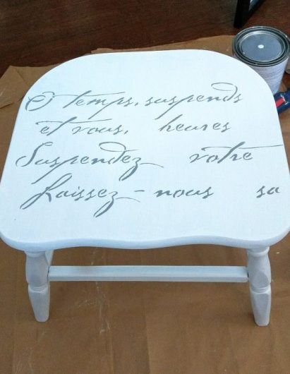 Learn how to stencil a chair using the French Poem Craft Stencil, a typography pattern, from Cutting Edge Stencils. http://www.cuttingedgestencils.com/french-poem-diy-craft-stencil-design.html