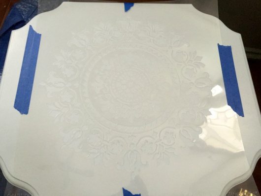 Learn how to stencil a side table using the Gratitude Mandala Stencil from Cutting Edge Stencils. http://www.cuttingedgestencils.com/gratitude-mandala-stencil-yoga-designs.html