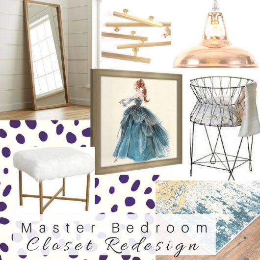 A DIY mood board for a master bedroom closet that contained the Dalmatian Spots Allover Stencil from Cutting Edge Stencils. http://www.cuttingedgestencils.com/dalmatian-spots-stencil-dots-wallpaper-pattern.html