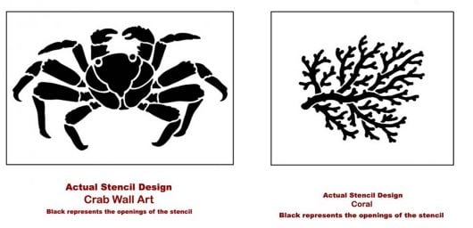 The Crab and Coral Wall Art Stencils from Cutting Edge Stencils. http://www.cuttingedgestencils.com/beach-decor-stencils-designs-nautical.html