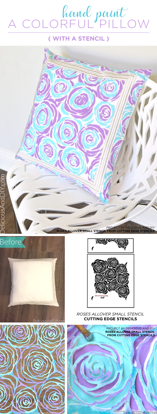 Cutting Edge Stencils shares how to stencil a pillow cushion using the Roses Allover Stencil. http://www.cuttingedgestencils.com/roses-stencil-pattern-rose-design.html