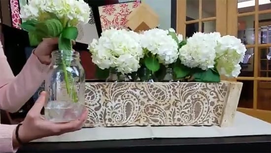 Learn how to make and stencil a rustic farmhouse centerpiece using the Paisley Craft Stencil from Cutting Edge Stencils. http://www.cuttingedgestencils.com/paisley-pattern-craft-stencils-for-home-decor-projects.html
