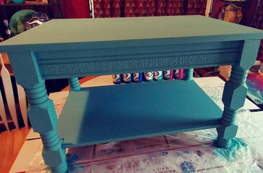 Painting and stenciling a wooden coffee table using the Prosperity Mandala Stencil from Cutting Edge Stencils. http://www.cuttingedgestencils.com/prosperity-mandala-stencil-yoga-mandala-stencils-designs.html