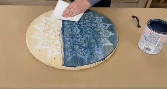 Learn how to craft a DIY wooden tray using the Radiance Mandala Stencil from Cutting Edge Stencils. http://www.cuttingedgestencils.com/radiance-mandala-stencil-yoga-mandala-stencils-decal.html
