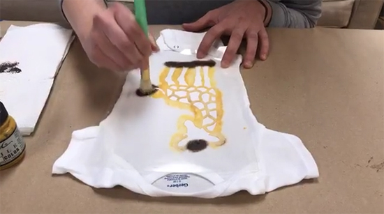 Learn how to stencil a fabric baby onesie using the Giraffe stencil inspired by April the Giraffe and a freebie with purchase from Cutting Edge Stencils. http://www.cuttingedgestencils.com/wall-stencils-stencil-designs.html