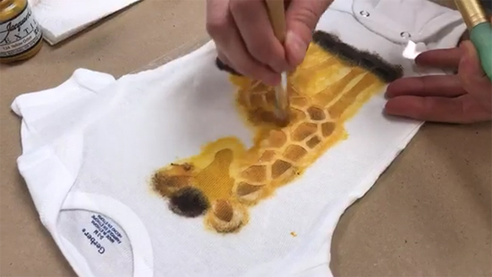 Learn how to stencil a fabric baby onesie using the Giraffe stencil inspired by April the Giraffe and a freebie with purchase from Cutting Edge Stencils. http://www.cuttingedgestencils.com/wall-stencils-stencil-designs.html