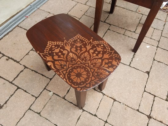 Learn how to stencil and stain wooden nesting tables using the Passion Mandala Stencil from Cutting Edge Stencils. http://www.cuttingedgestencils.com/passion-Learn how to stencil and stain wooden nesting tables using the Passion Mandala Stencil from Cutting Edge Stencils. http://www.cuttingedgestencils.com/passion-mandala-stencil-yoga-decal-wall-stencils-mandalas.html