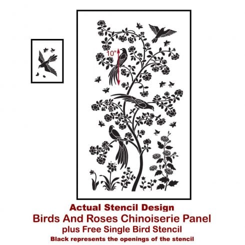 The Birds and Roses Chinoiserie Wall Mural Stencil from Cutting Edge Stencils achieves a wallpaper look. http://www.cuttingedgestencils.com/chinoiserie-stencil-mural-wall-design-wallpaper.html