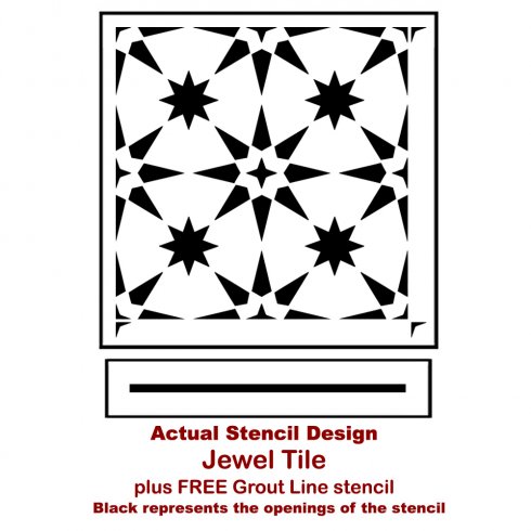 Jewel Tile Stencil from Cutting Edge Stencils. http://www.cuttingedgestencils.com/jewel-tile-stencil-cement-tiles-stencils.html