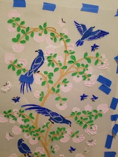 Learn how to stencil the Birds and Roses Chinoiserie Mural Stencil from Cutting Edge Stencils. http://www.cuttingedgestencils.com/chinoiserie-wall-stencil-mural-panel-asian-design.html