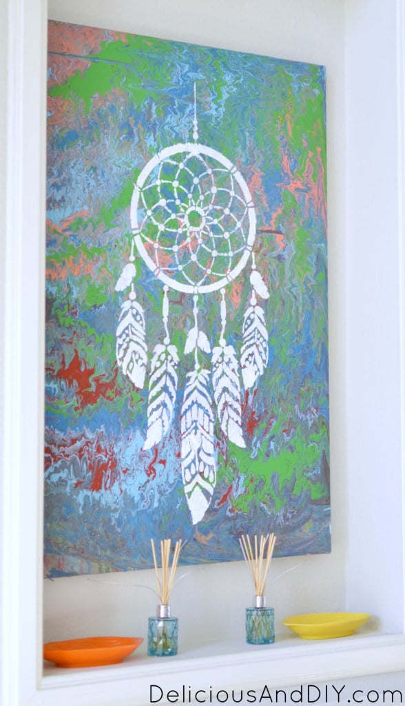 Learn how to stencil a marbled canvas using the Dream Catcher Wall Art Stencil from Cutting Edge Stencils. http://www.cuttingedgestencils.com/dream-catcher-stencil-dreamcatcher-stencils-decal.html