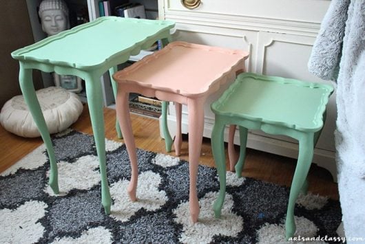 DIY chalk painted nesting tables.
