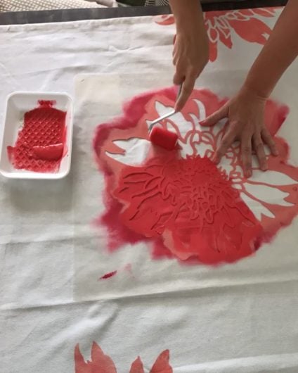 Learn how to stencil curtains in a girl's bedroom using the Chrysanthemum Grande Flower Stencil from Cutting Edge Stencils. http://www.cuttingedgestencils.com/flower-stencil-4.html