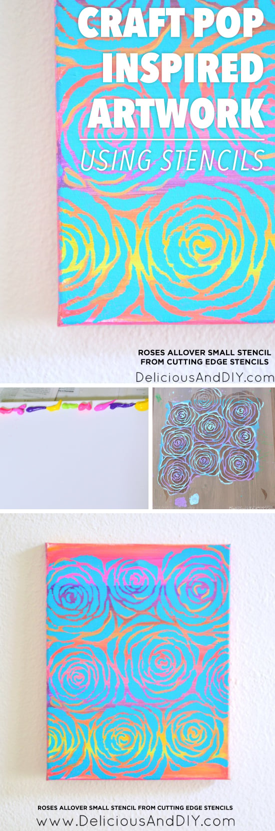 Cutting Edge Stencils shares how to craft Pop Art inspired artwork using our Roses Wall Stencil. http://www.cuttingedgestencils.com/roses-stencil-pattern-rose-design.html