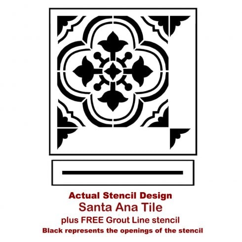 The Santa Ana Tile Stencil from Cutting Edge Stencils. http://www.cuttingedgestencils.com/santa-ana-tile-stencil-spanish-tiles-cement-tile-patterns.html