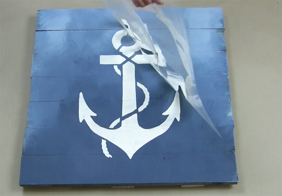 Learn how to craft blue ombre painted Nautical wood art using the Anchor Stencil from Cutting Edge Stencils. http://www.cuttingedgestencils.com/anchor-stencil-beach-decor-stencils.html