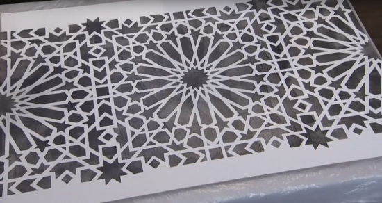 Learn how to stencil a concrete balcony using the Medina Moroccan Tile Stencil from Cutting Edge Stencils. http://www.cuttingedgestencils.com/medina-moroccan-design-tile-stencil-wall-stencils.html