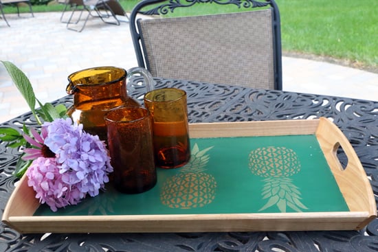 Learn how to decorate a wooden Ikea Klack tray using the Pineapple Stencil from Cutting Edge Stencils. http://www.cuttingedgestencils.com/pineapple-stencil-design-wall-stencils.html
